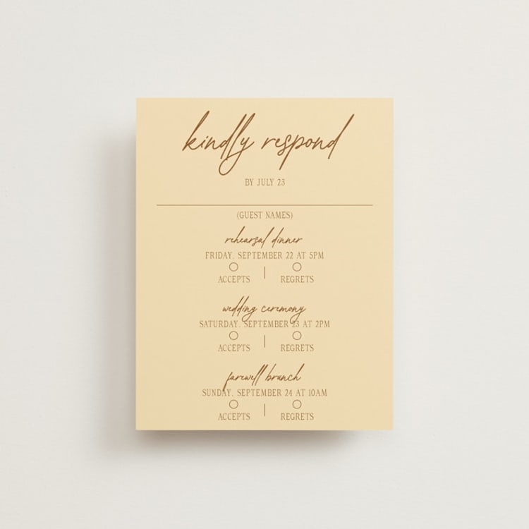 "Classic and Floral" - Multi-Event RSVP Cards in Bark by Jen Ramsey - Front