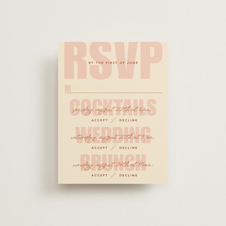 "Typographical Poster" - Multi-Event RSVP Cards in Blush by Stacey Day - Front