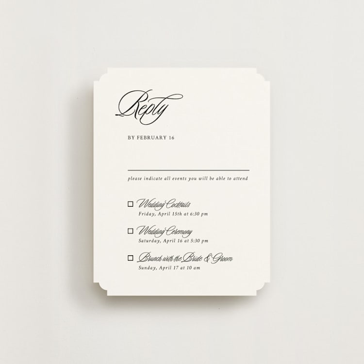 "Sophistique" - Multi-Event RSVP Cards in Linen by Cindy Reynolds - Front