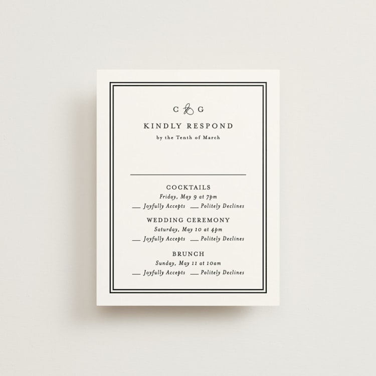 "Timeless Together" - Multi-Event RSVP Cards in Tuxedo by Carolyn MacLaren - Front