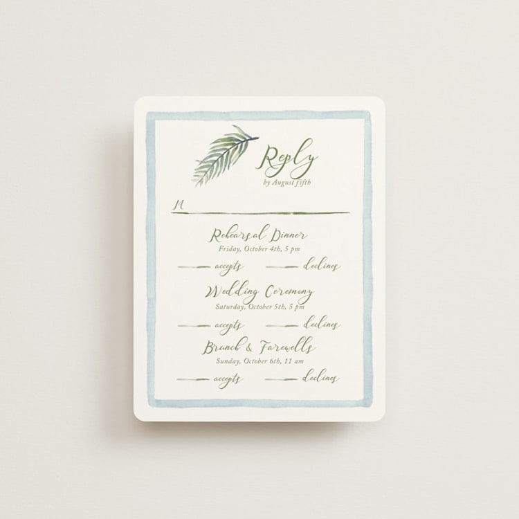 "Alento" - Multi-Event RSVP Cards in Celeste by Pati Cascino - Front