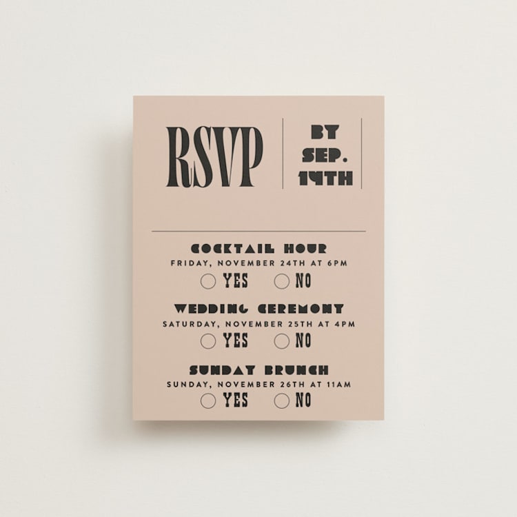 "Bold Stack" - Multi-Event RSVP Cards in Noir by Alethea and Ruth - Front