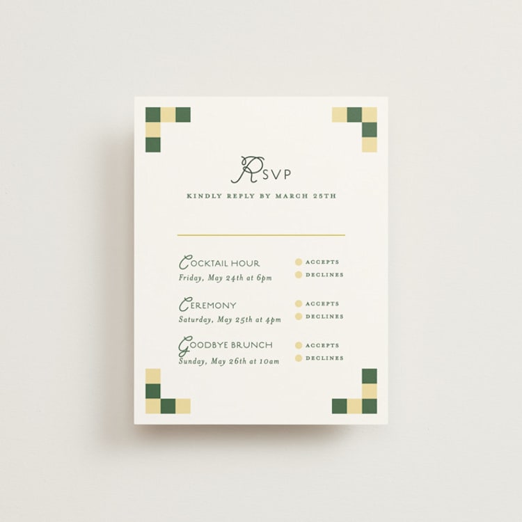 "grid" - Multi-Event RSVP Cards in Citrus by Angela Quan - Front