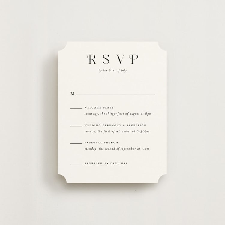 "Embellished Note" - Multi-Event RSVP Cards in Tuxedo by tuldok - Front