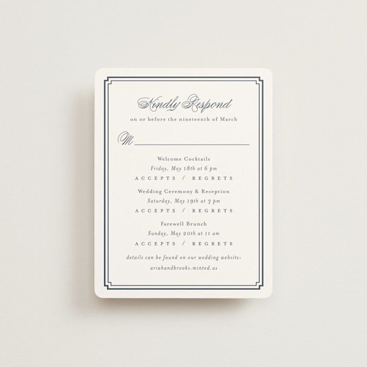 "Ariah" - Multi-Event RSVP Cards in French Blue by Jennifer Postorino - Front