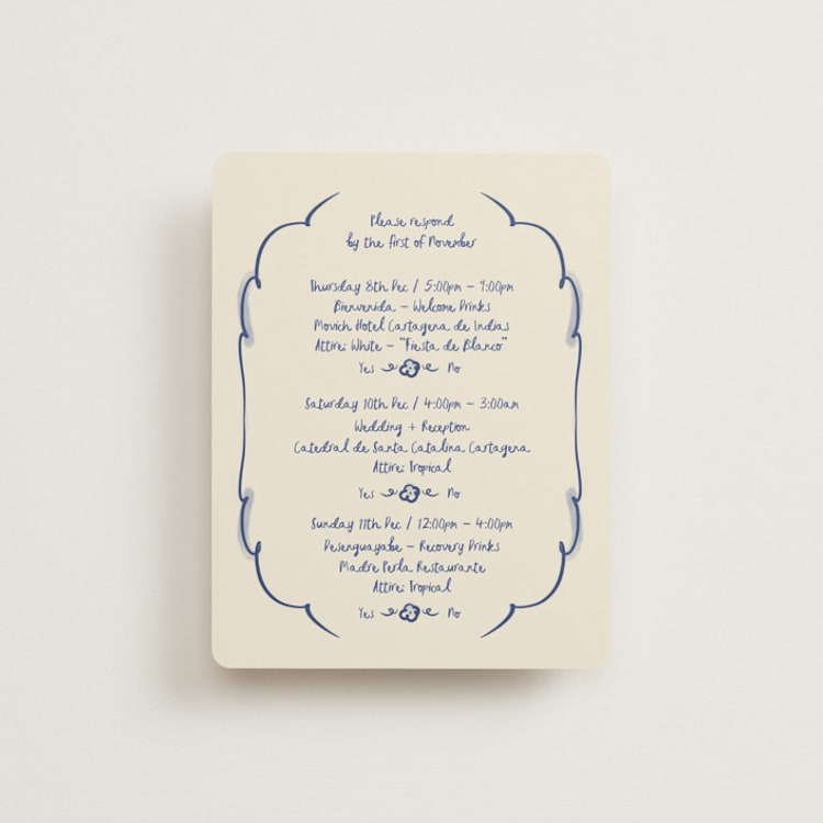"Santa Catalina" - Multi-Event RSVP Cards in Marseille Bleu by Ani Somi - Front