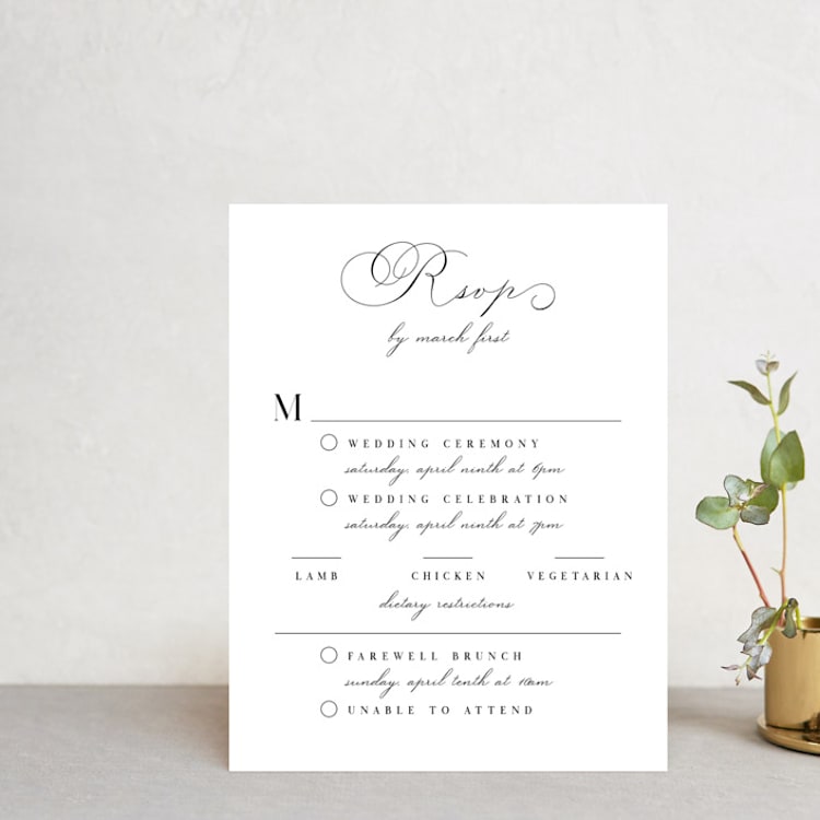 "Sweet Nothings" - Multi-Event RSVP Cards in Linen by Keen Peachy - Front