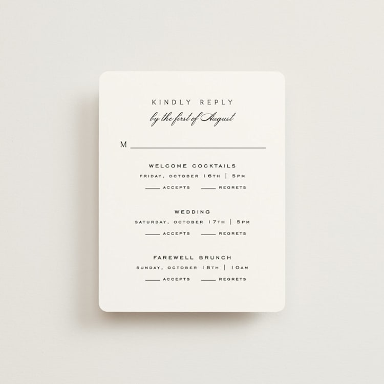 "Aspen Knoll" - Multi-Event RSVP Cards in Cotton by Amy Kross - Front