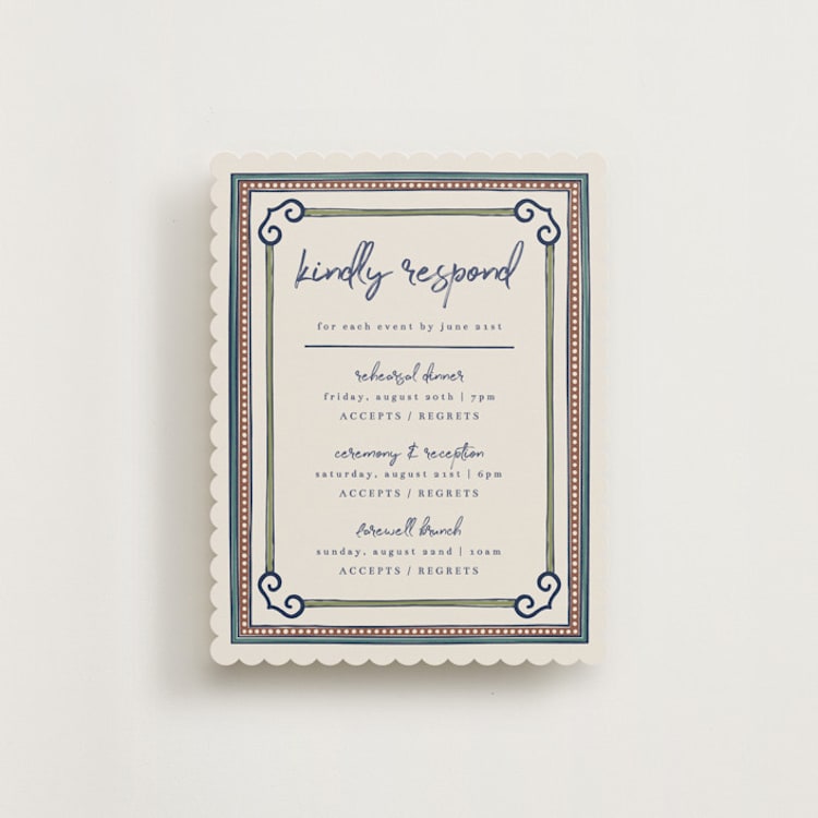 "Vase" - Multi-Event RSVP Cards in Neptune by Kelly Watkins - Front