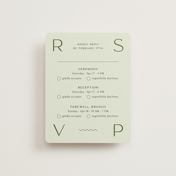 "Swoon" - Multi-Event RSVP Cards in Lemongrass by Sam Dubeau - Front