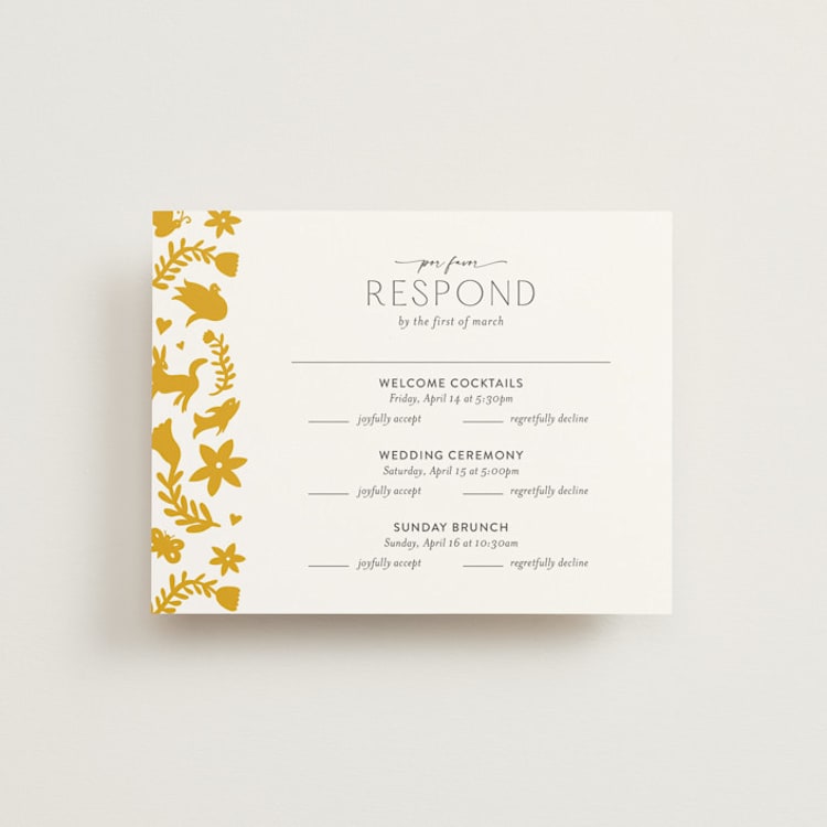 "Otomi" - Multi-Event RSVP Cards in Sunshine by Shari Margolin - Front