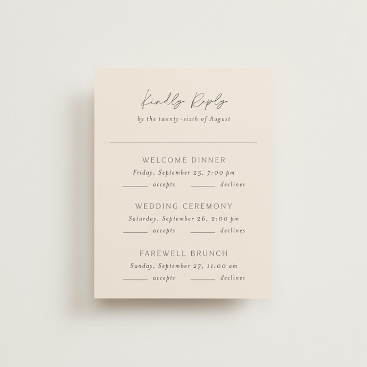 "Splendid" - Multi-Event RSVP Cards in Ecru by Sandra Picco Design - Front