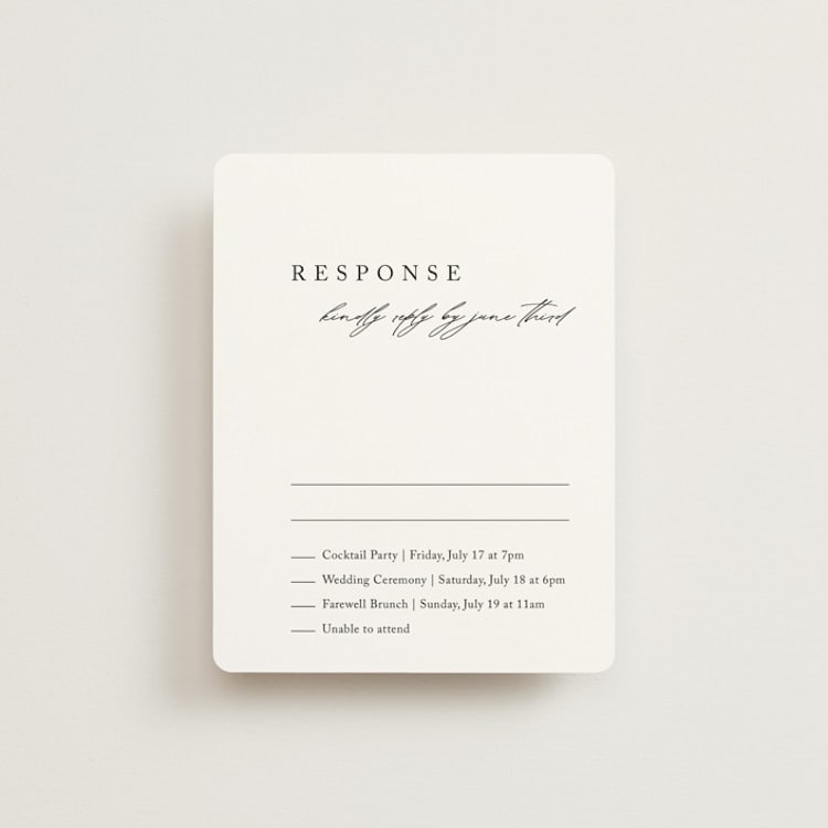 "Astoria" - Multi-Event RSVP Cards in Silk by Kelly Schmidt - Front