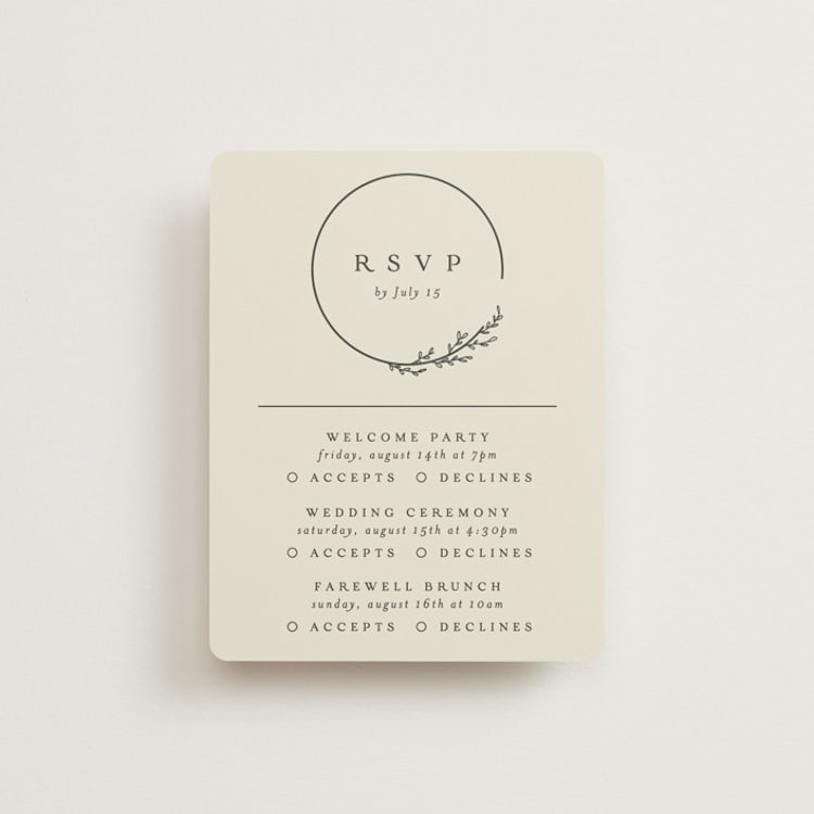 "Branched" - Multi-Event RSVP Cards in Almond by Brianne Larsen - Front