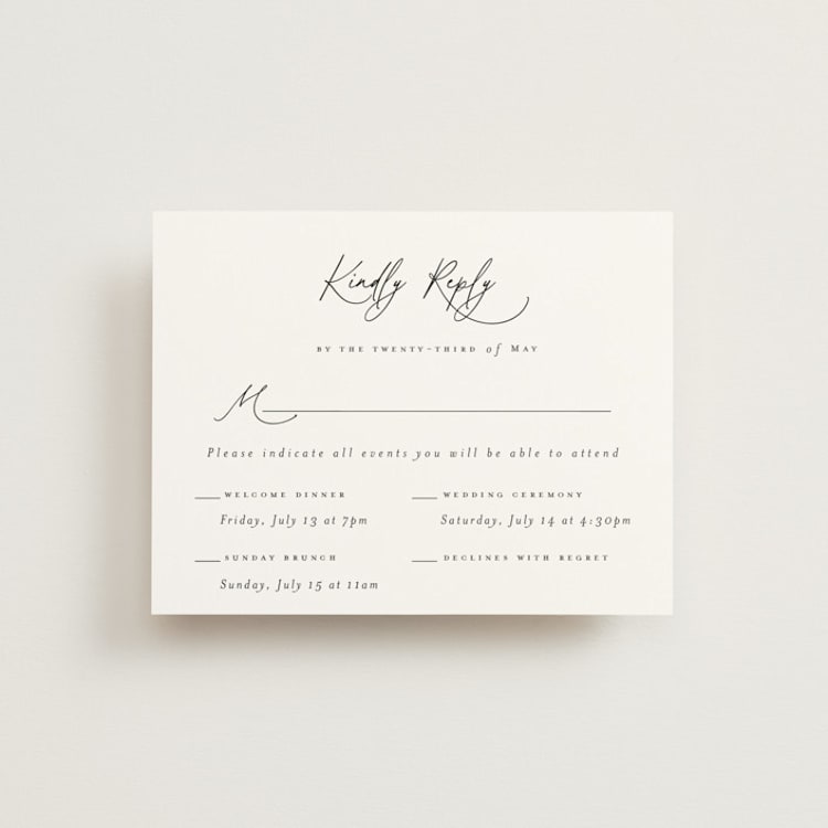 "Dashing" - Multi-Event RSVP Cards in Pearl by Benita Crandall - Front