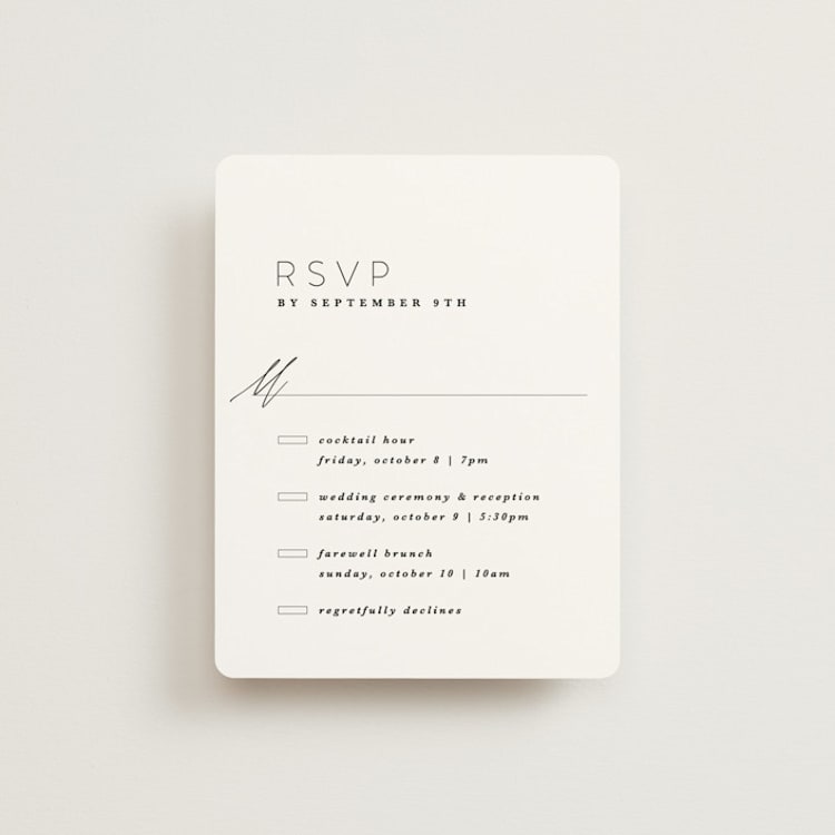 "Paire" - Multi-Event RSVP Cards in Tuxedo by Kate Ahn - Front