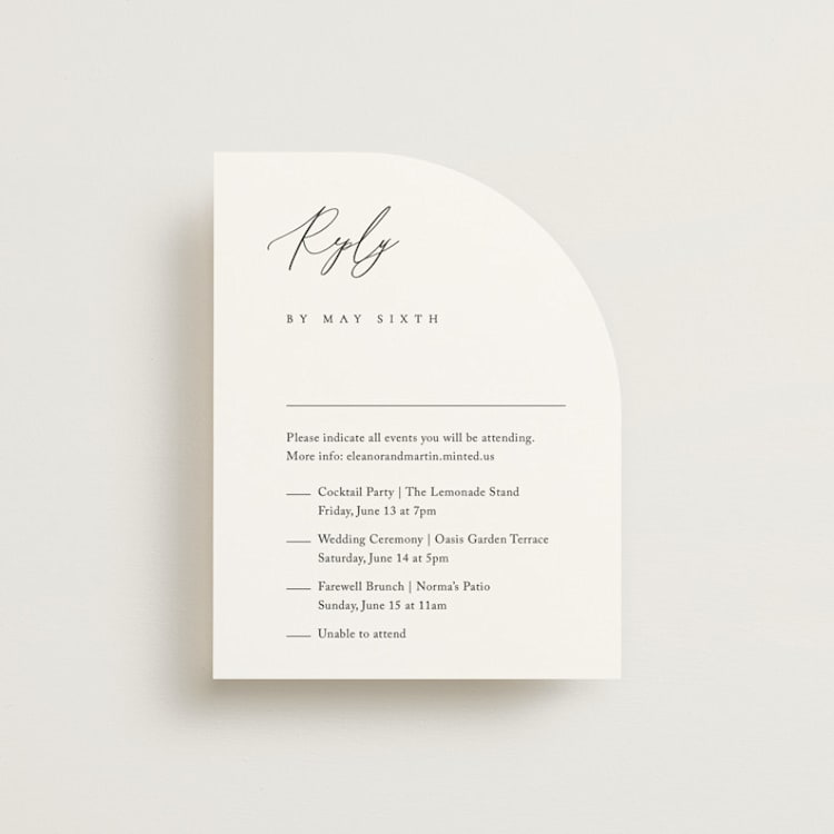 "Corner" - Multi-Event RSVP Cards in Silk by Kelly Schmidt - Front