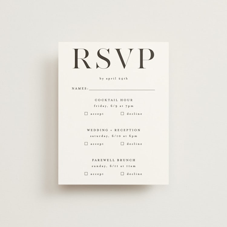 "Show" - Multi-Event RSVP Cards in Dove Gray by Up Up Creative - Front