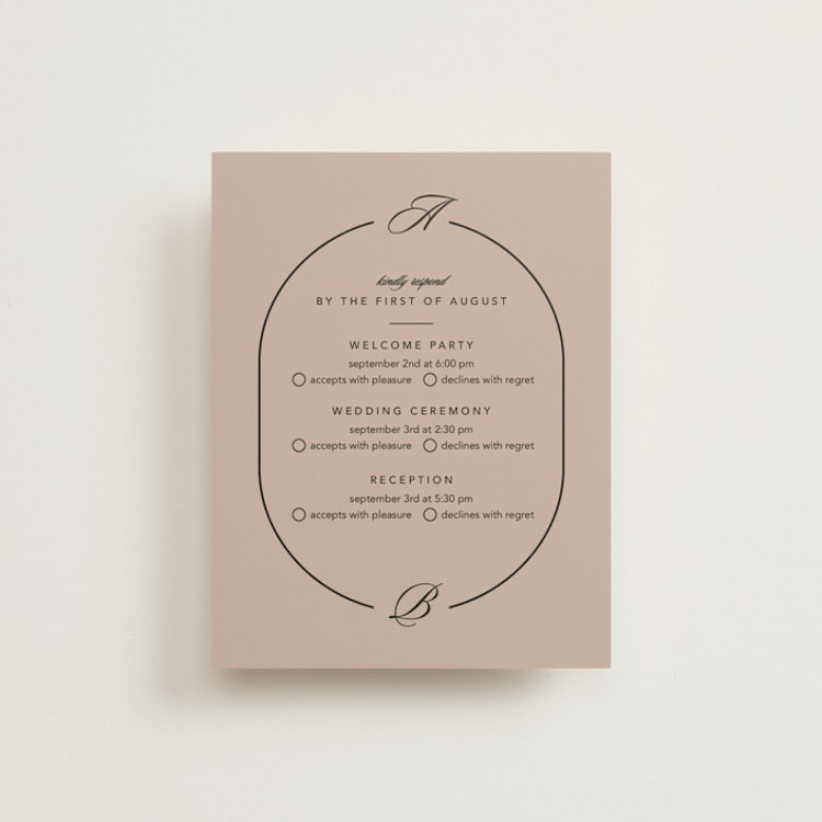 "Initials Circle Arch" - Multi-Event RSVP Cards in Latte by FRANI - Front