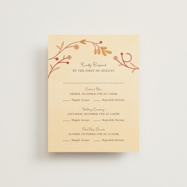 "Fall in Love" - Multi-Event RSVP Cards in Autumn by Morgan Ramberg - Front