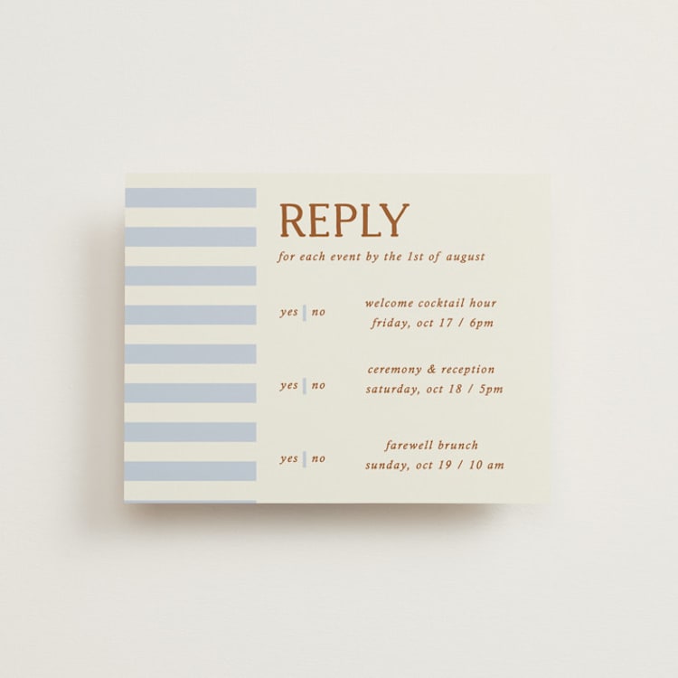 "Stripes" - Multi-Event RSVP Cards in Wave by Kelly Watkins - Front