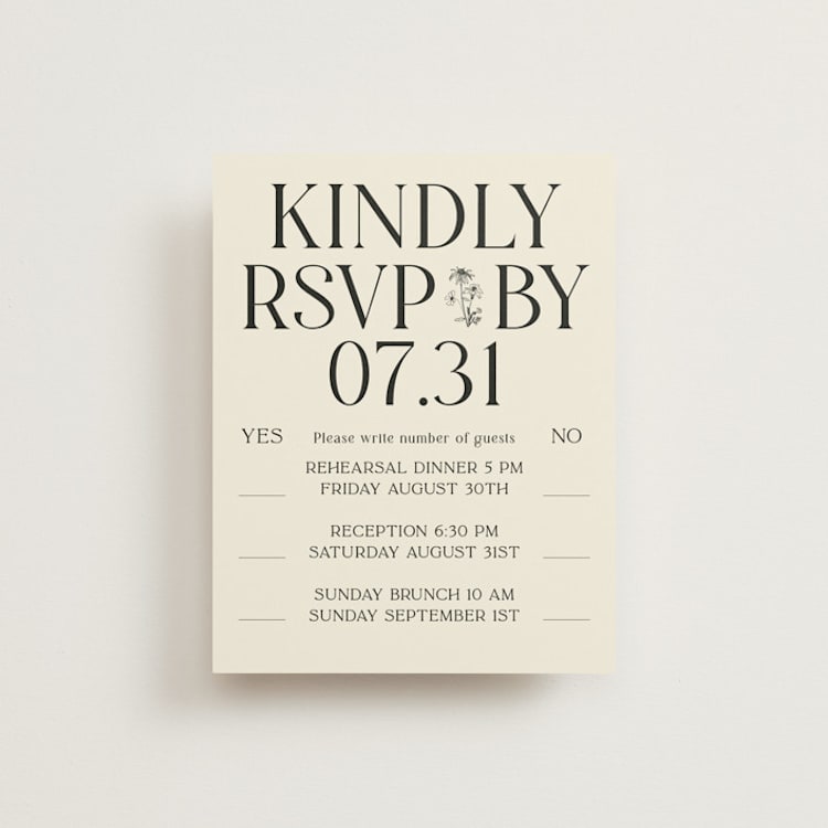 "Floral Emblem" - Multi-Event RSVP Cards in Cream by Baumbirdy - Front