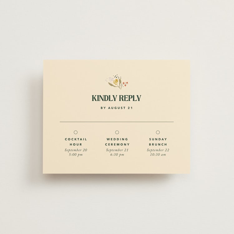 "Bridal Bouquet" - Multi-Event RSVP Cards in Verde by Kindred Fields - Front