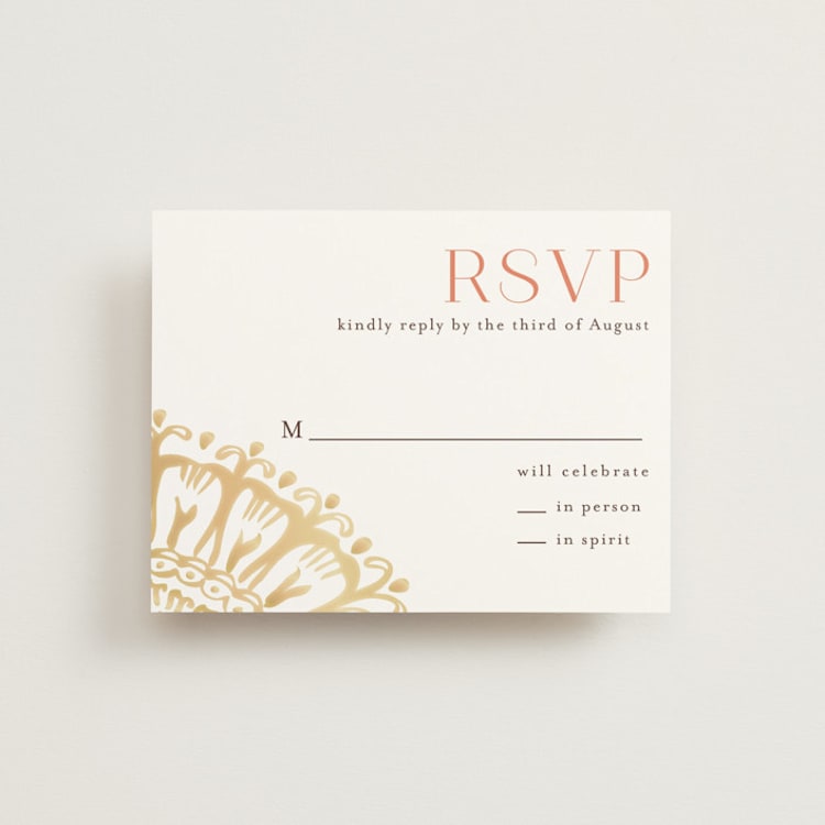 "Modern Mehndi" - RSVP Cards in Gold by Laura Condouris - Front