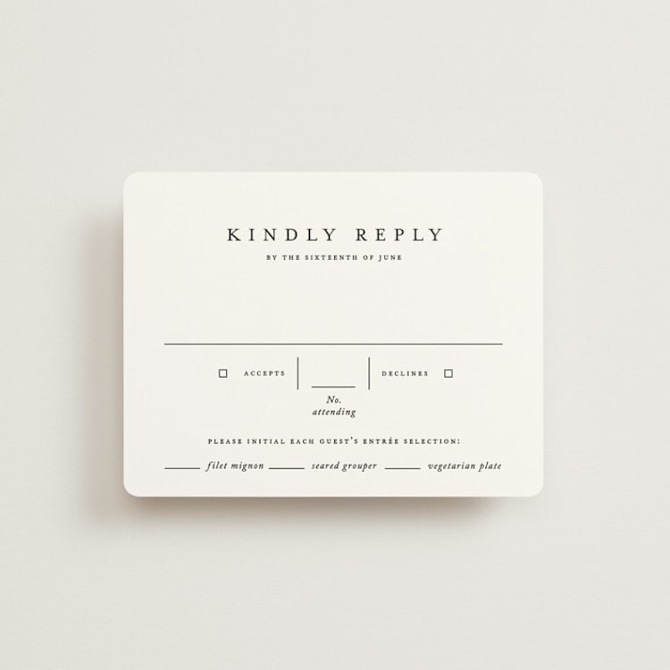 "Delicate" - RSVP Cards in Obsidian by Jennifer Postorino - Front