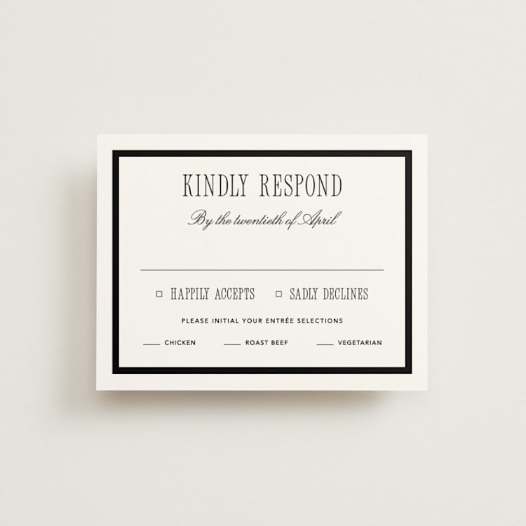 "Formal Minimalist" - RSVP Cards in Silk by Kelly Schmidt - Front