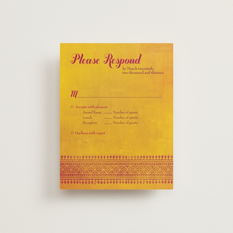 "Anand Karaj" - RSVP Cards in Coral by Ann Gardner - Front