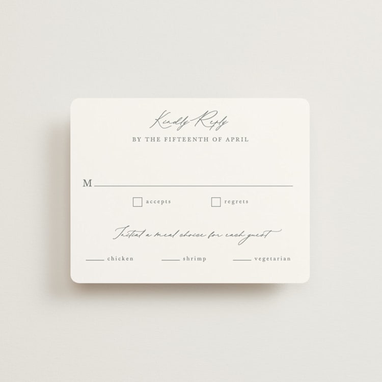 "Mountainview" - RSVP Cards in Pewter by Sarah Brown - Front