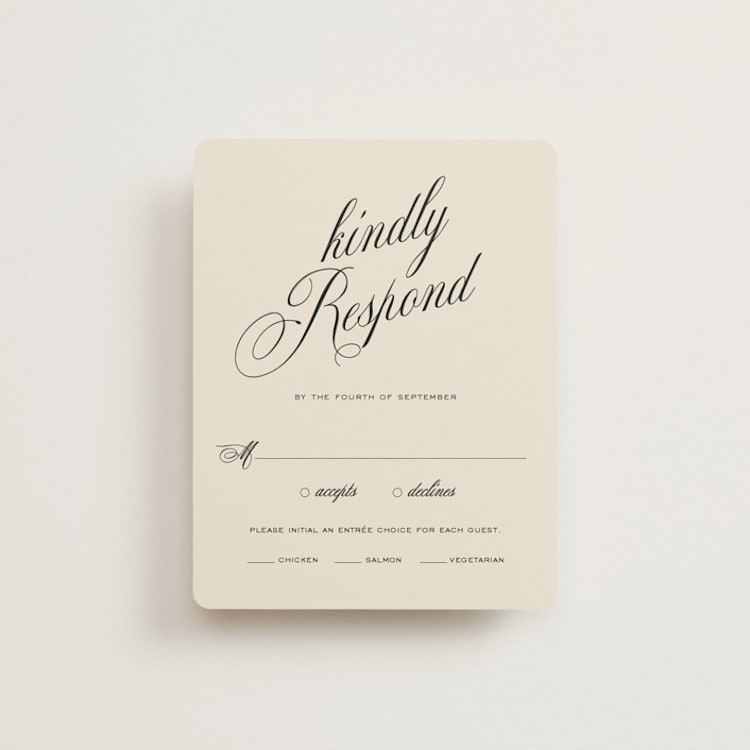 "Modern Romance" - RSVP Cards in Almond by Eric Clegg - Front