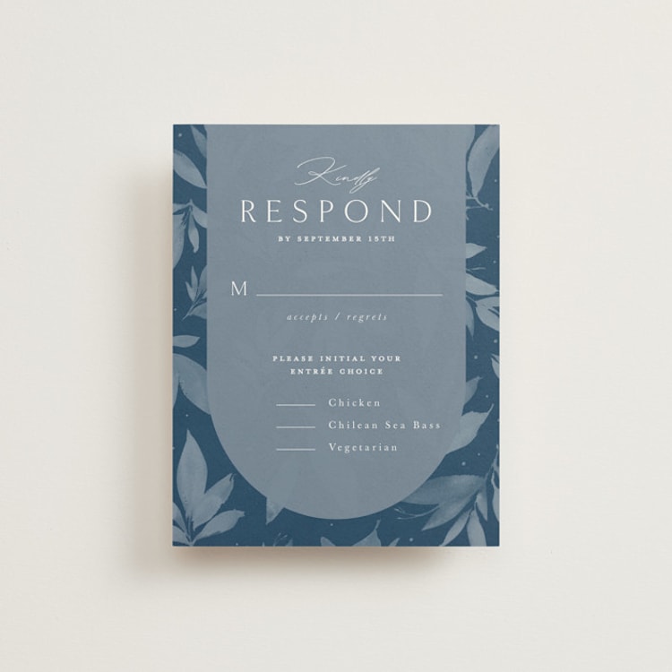 "Linen" - RSVP Cards in Midnight by Ashley Rosenbaum - Front