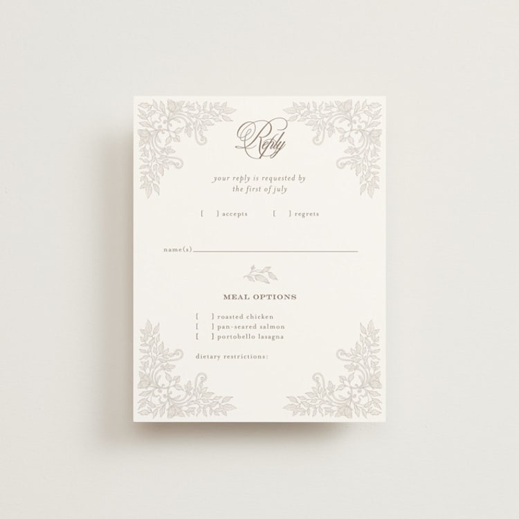 "vintage flourishes" - RSVP Cards in Natural by BR Designs - Front
