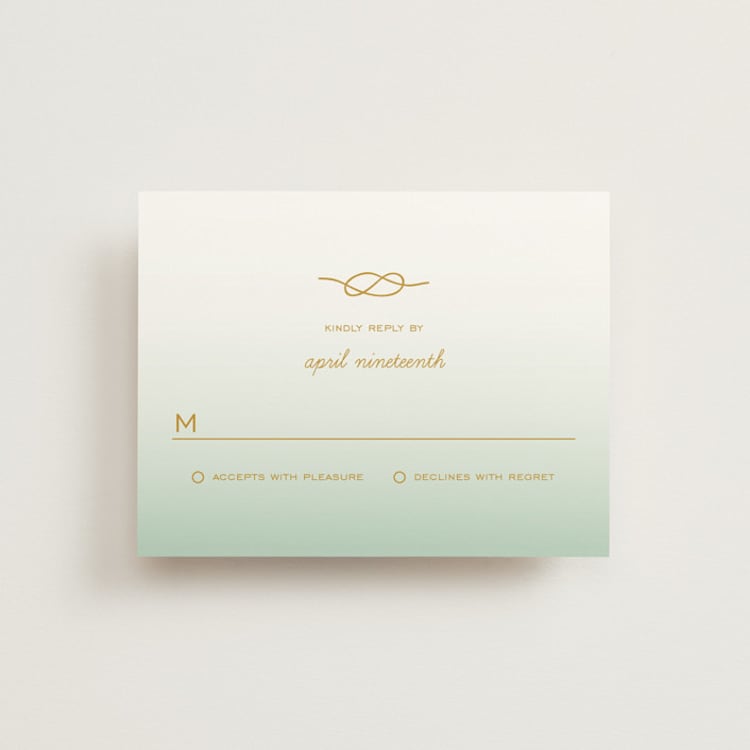 "Simple Knot" - RSVP Cards in Mint by SimpleTe Design - Front