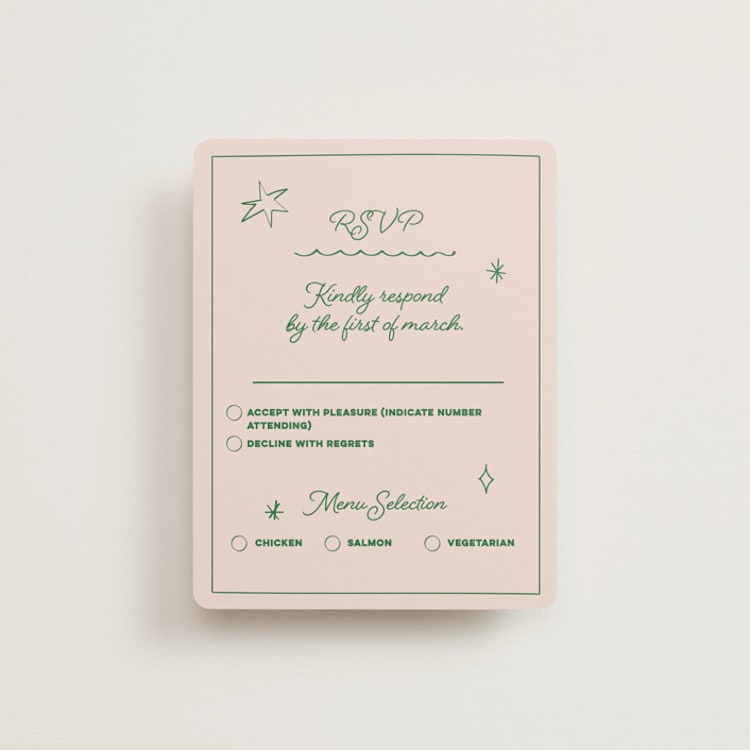 "Crazy Little Thing Called Love" - RSVP Cards in Avocado by Helena Vitto - Front