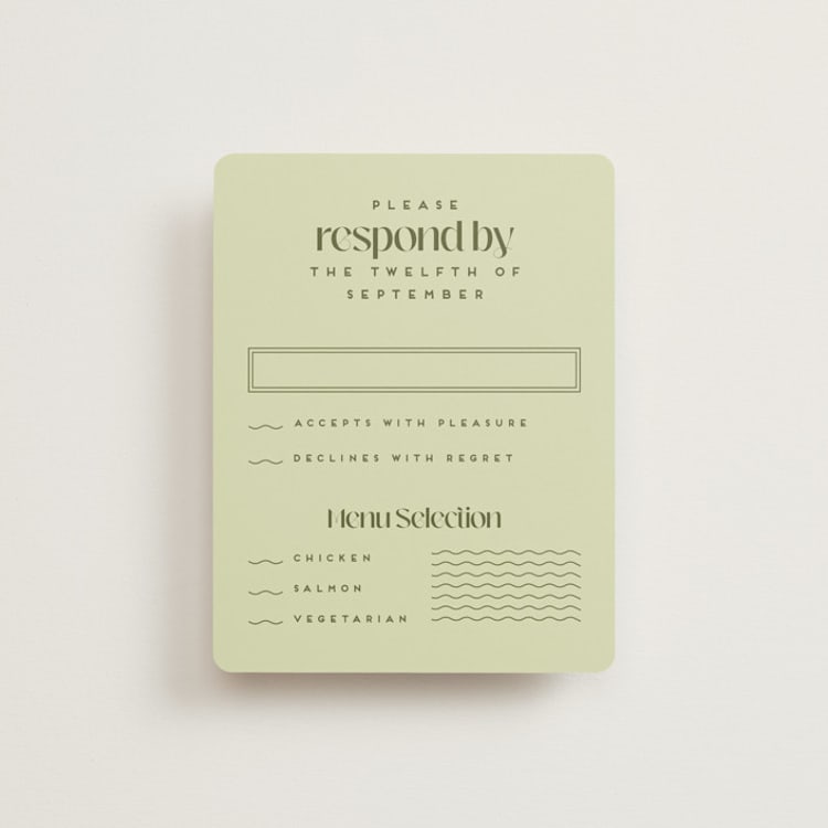"News!" - RSVP Cards in Kiwi by Claudia Orengo - Front