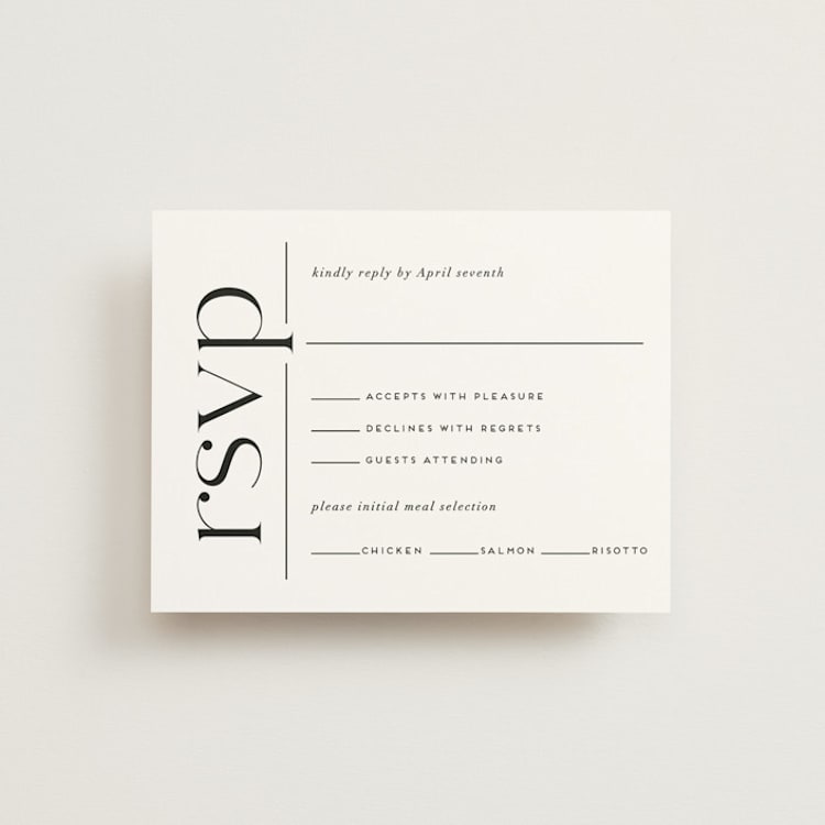 "Split Line" - RSVP Cards in Black Tie by Amy Payne - Front