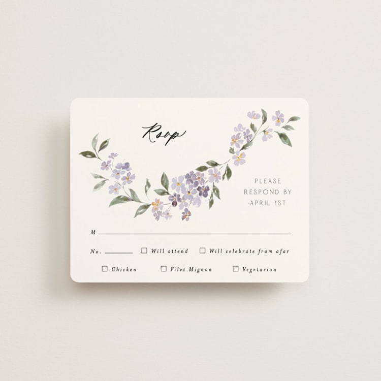 "Sweeping Vine" - RSVP Cards in Periwinkle by Itsy Belle Studio - Front