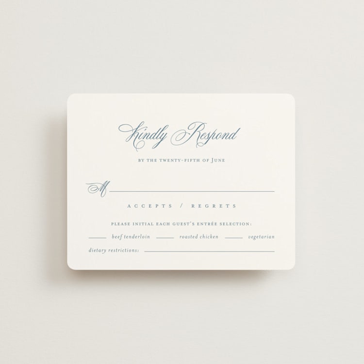 "Empire" - RSVP Cards in Dusty Blue by Jennifer Postorino - Front