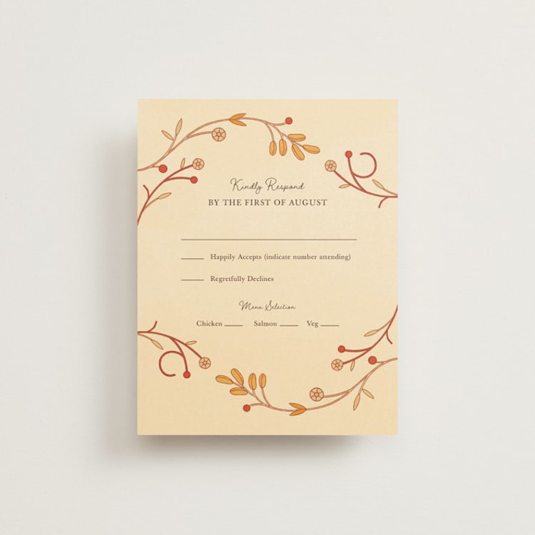 "Fall in Love" - RSVP Cards in Autumn by Morgan Ramberg - Front