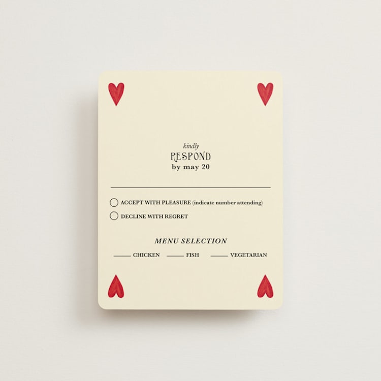 "Red Hearts" - RSVP Cards in Champagne by Helena Vitto - Front