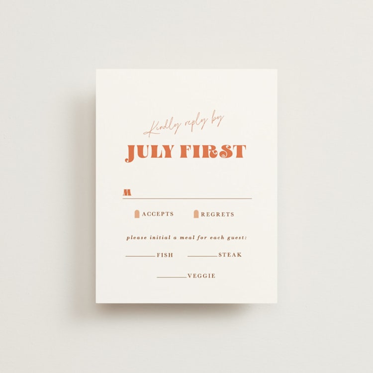 "rory" - RSVP Cards in Rust by Alaina Cherup - Front