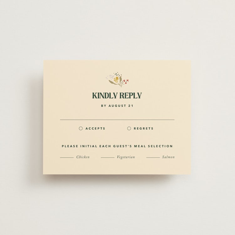 "Bridal Bouquet" - RSVP Cards in Verde by Kindred Fields - Front