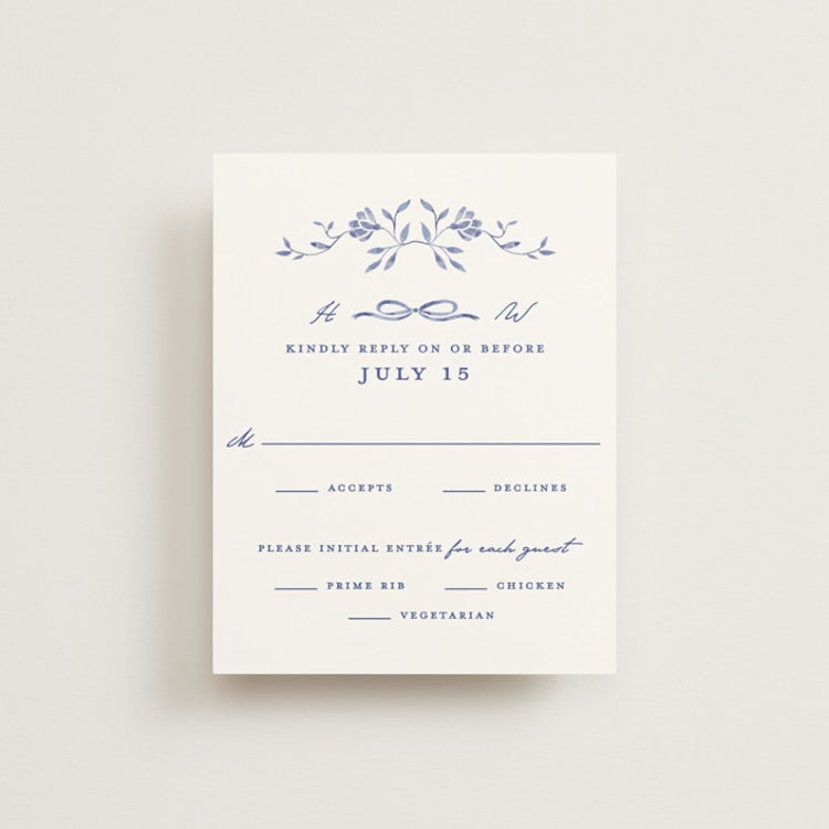 "Daisy Toile" - RSVP Cards in Blue Willow by Susan Zinader - Front