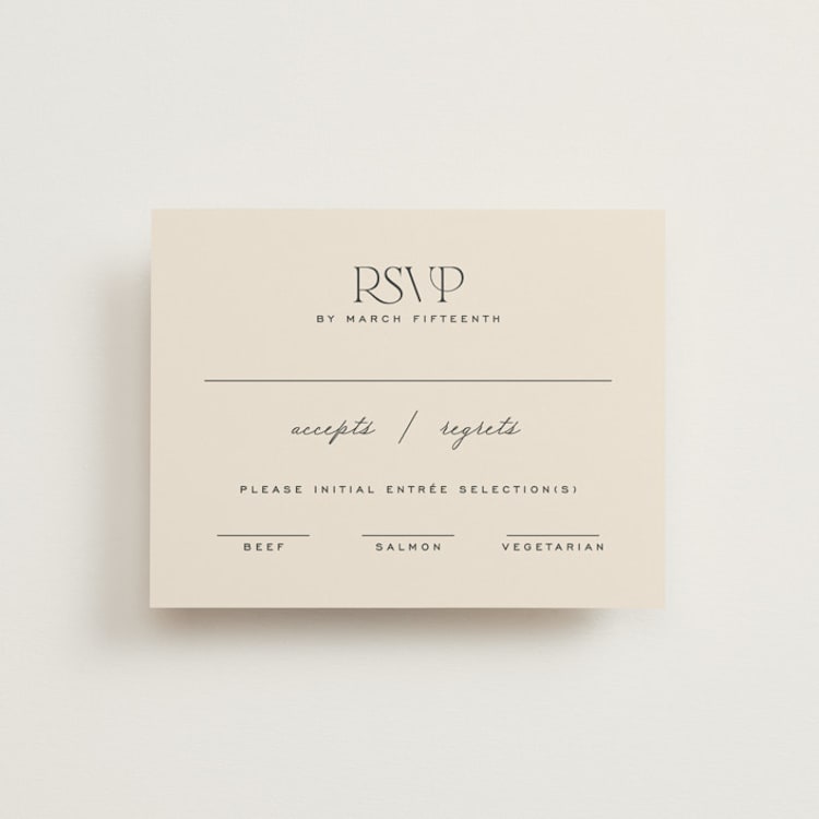 "Tendu" - RSVP Cards in Creme by Carly Reed Walker - Front
