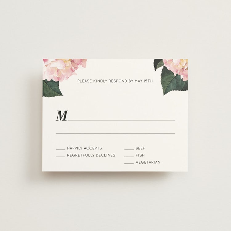 "Peonie Party" - RSVP Cards in Noir by Baumbirdy - Front