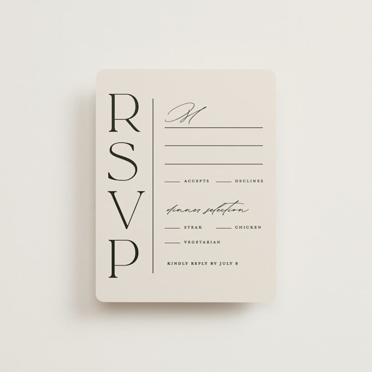 "Modern Monogram" - RSVP Cards in Ecru by Erica Krystek - Front