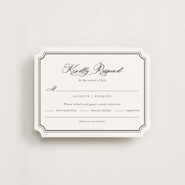 "Avery" - RSVP Cards in Onyx by Jennifer Postorino - Front